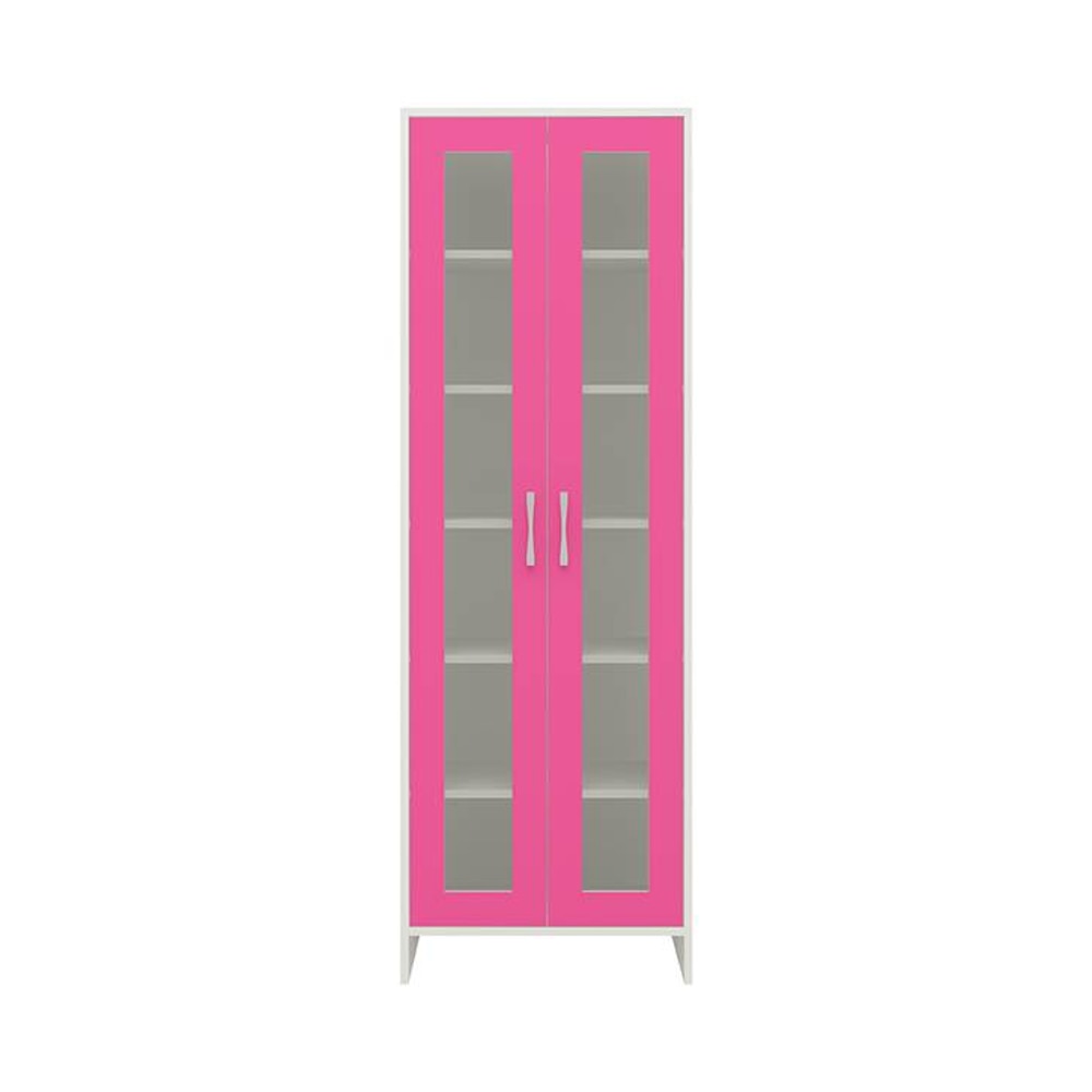 Jazlyn Engineered Wood  Bookshelf in Barbie Pink Finish - Adona