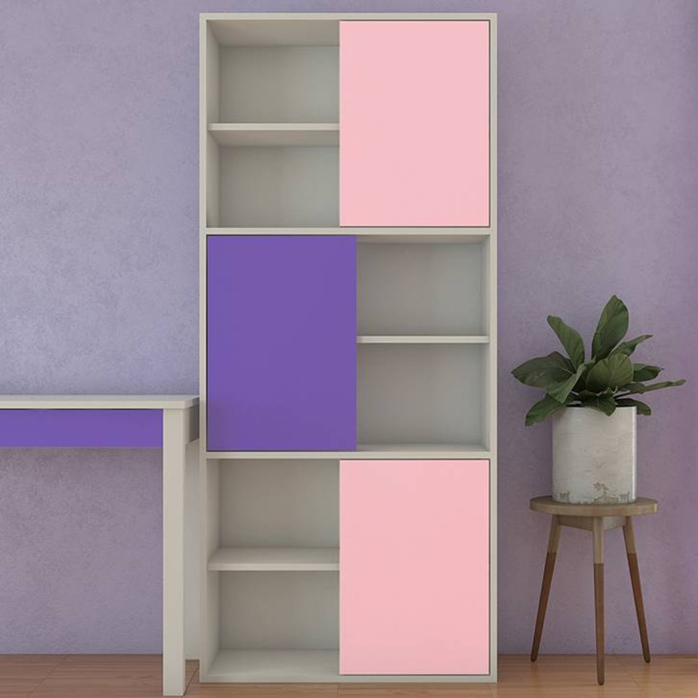 Itzel Engineered Wood  Bookshelf in English Pink - Lavender Purple Finish - Adona