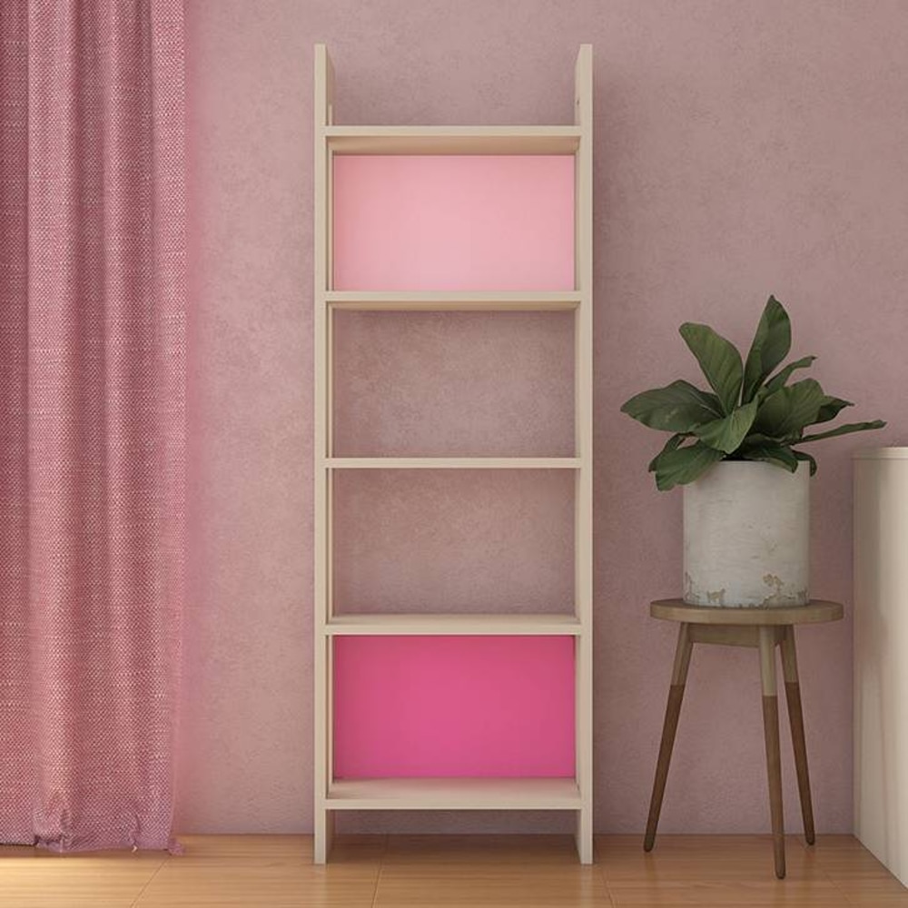 Helena Engineered Wood  Bookshelf in English Pink - Barbie Pink Finish - Adona