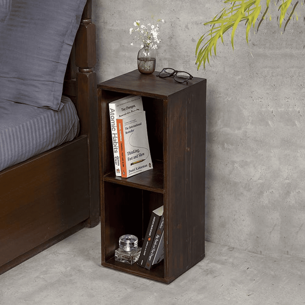 Walnut Tint Two Storey Bedside and Living Room Storage