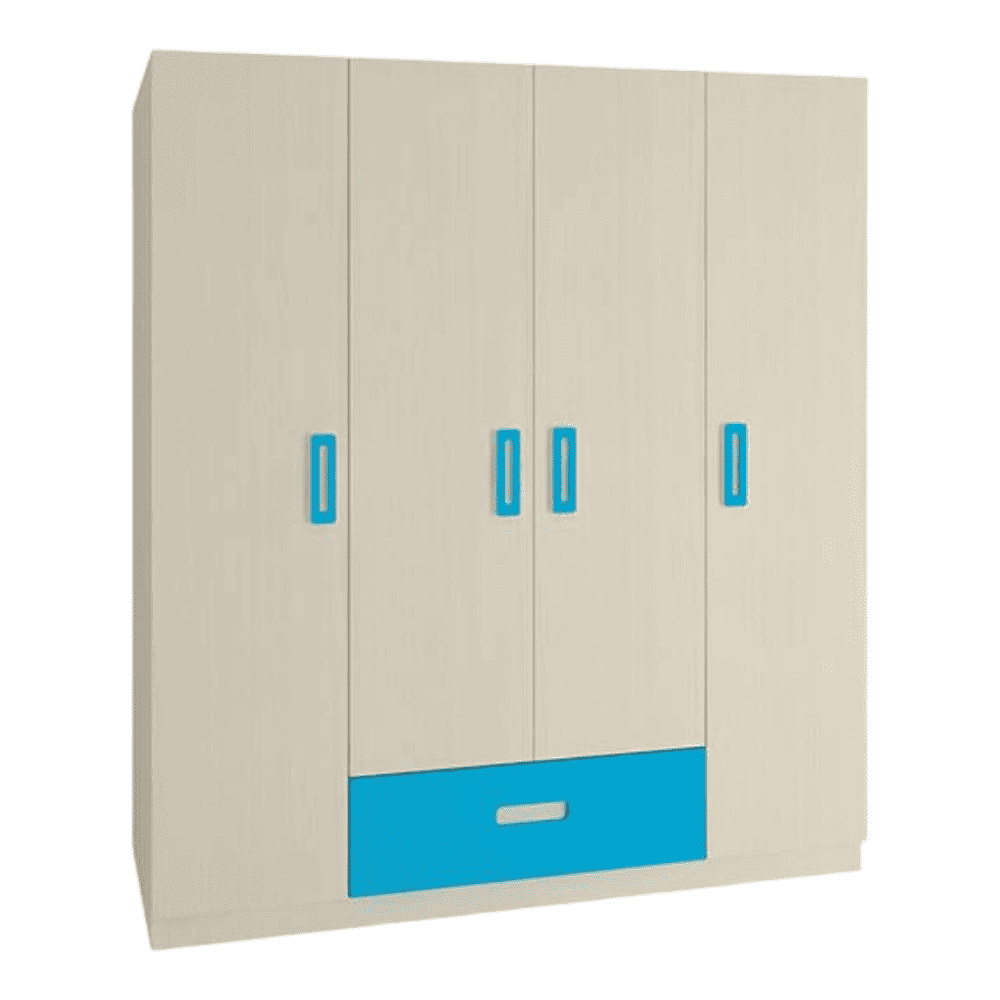 Emelia Engineered Wood 4 Door Wardrobe in Blue Colour