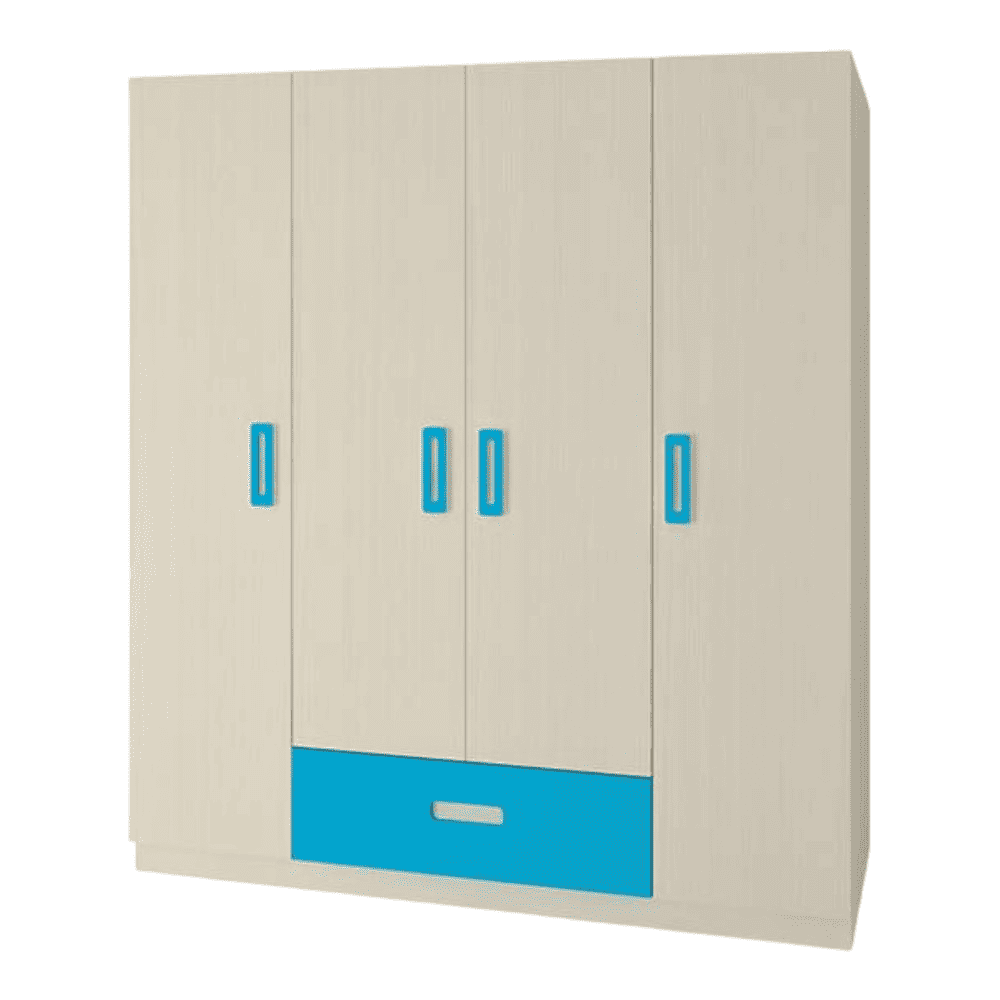 Emelia Engineered Wood 4 Door Wardrobe in Blue Colour