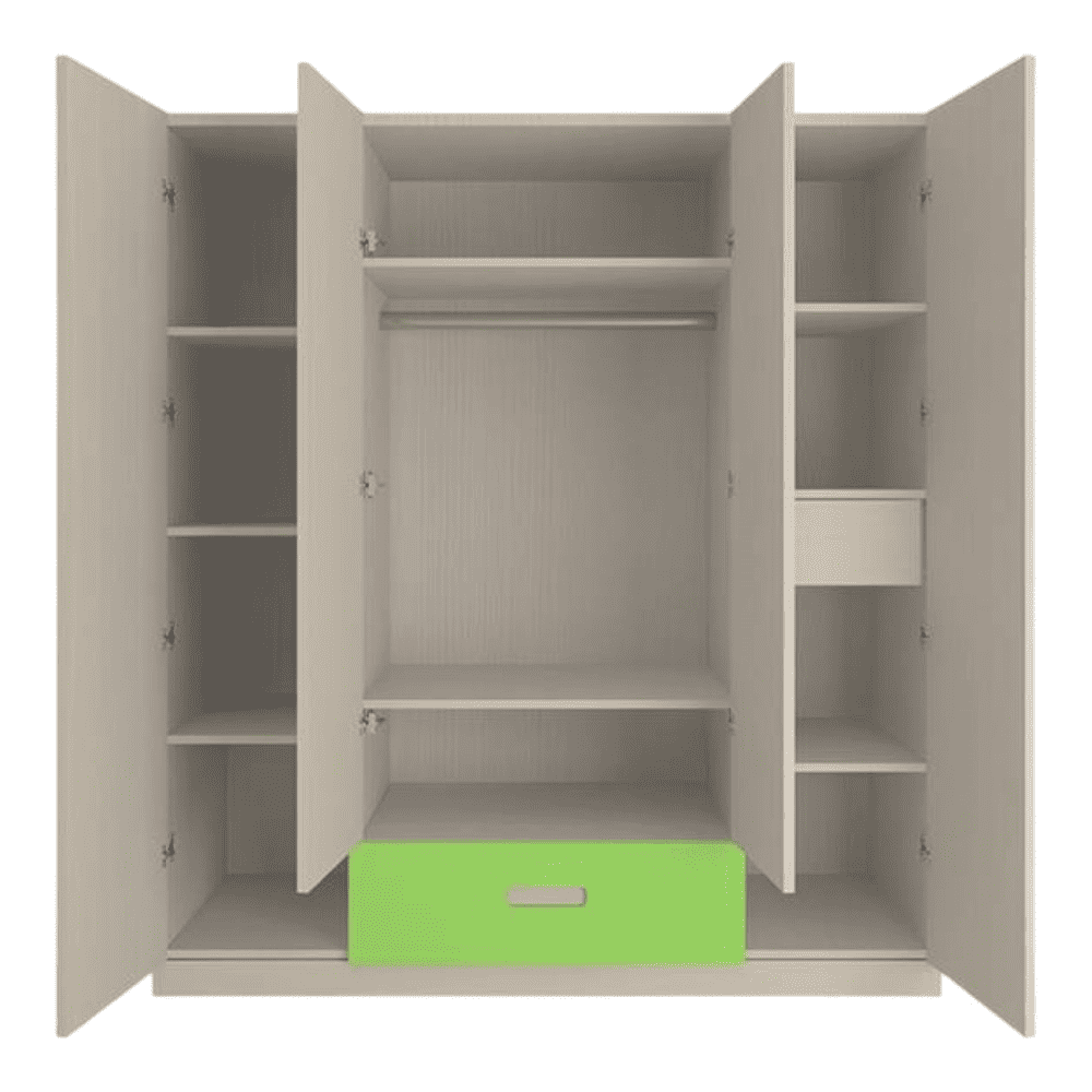 Emelia Engineered Wood 4 Door Wardrobe in Green Colour