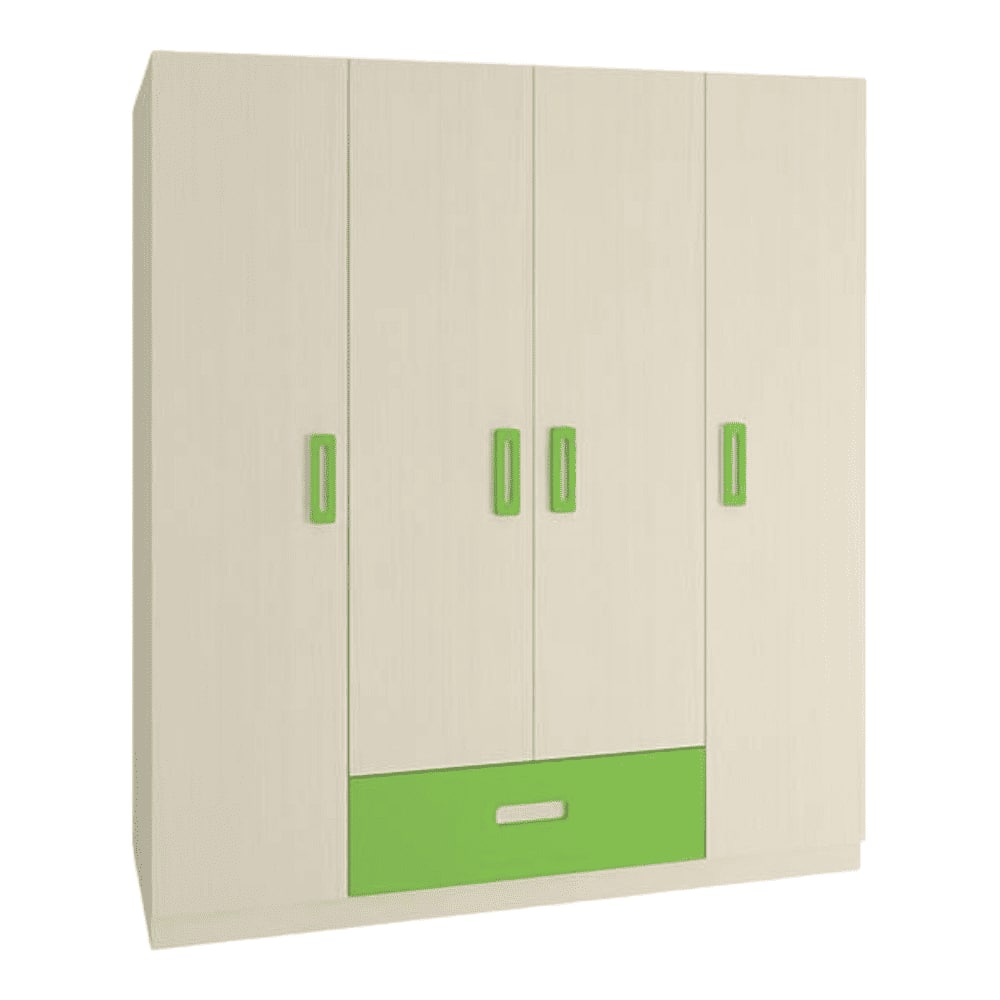 Emelia Engineered Wood 4 Door Wardrobe in Green Colour