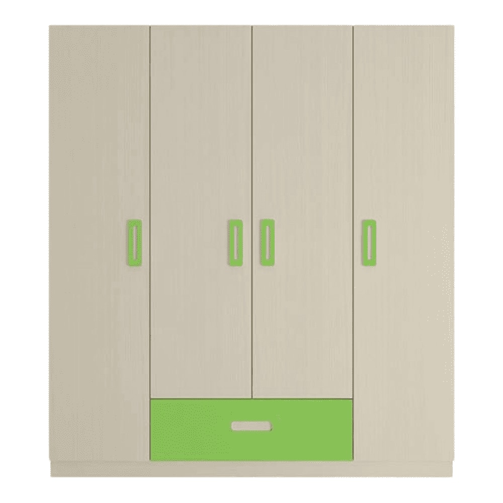 Emelia Engineered Wood 4 Door Wardrobe in Green Colour