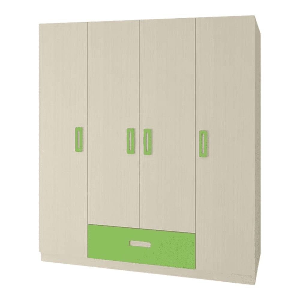 Emelia Engineered Wood 4 Door Wardrobe in Green Colour