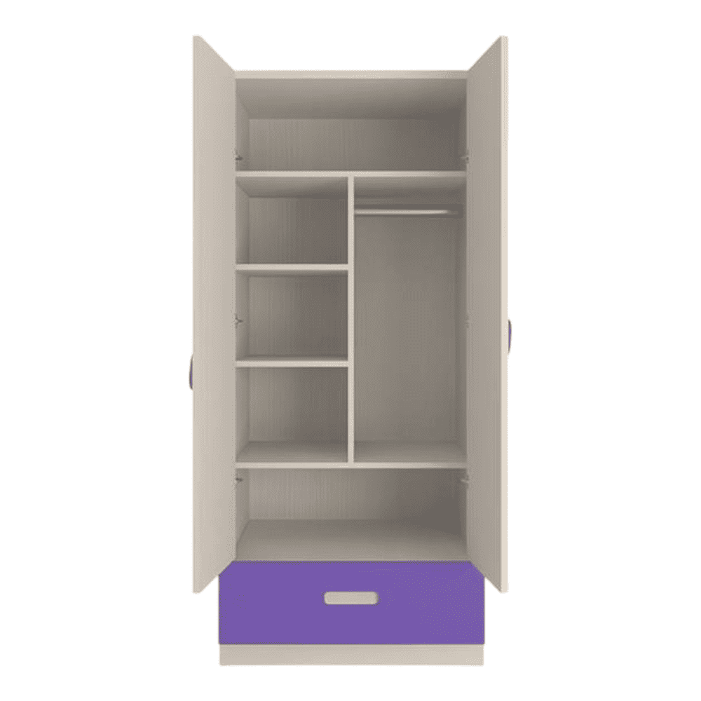 Emelia Engineered Wood Wardrobe in Purple Colour