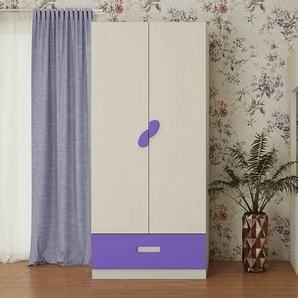Emelia Engineered Wood Wardrobe in Purple Colour