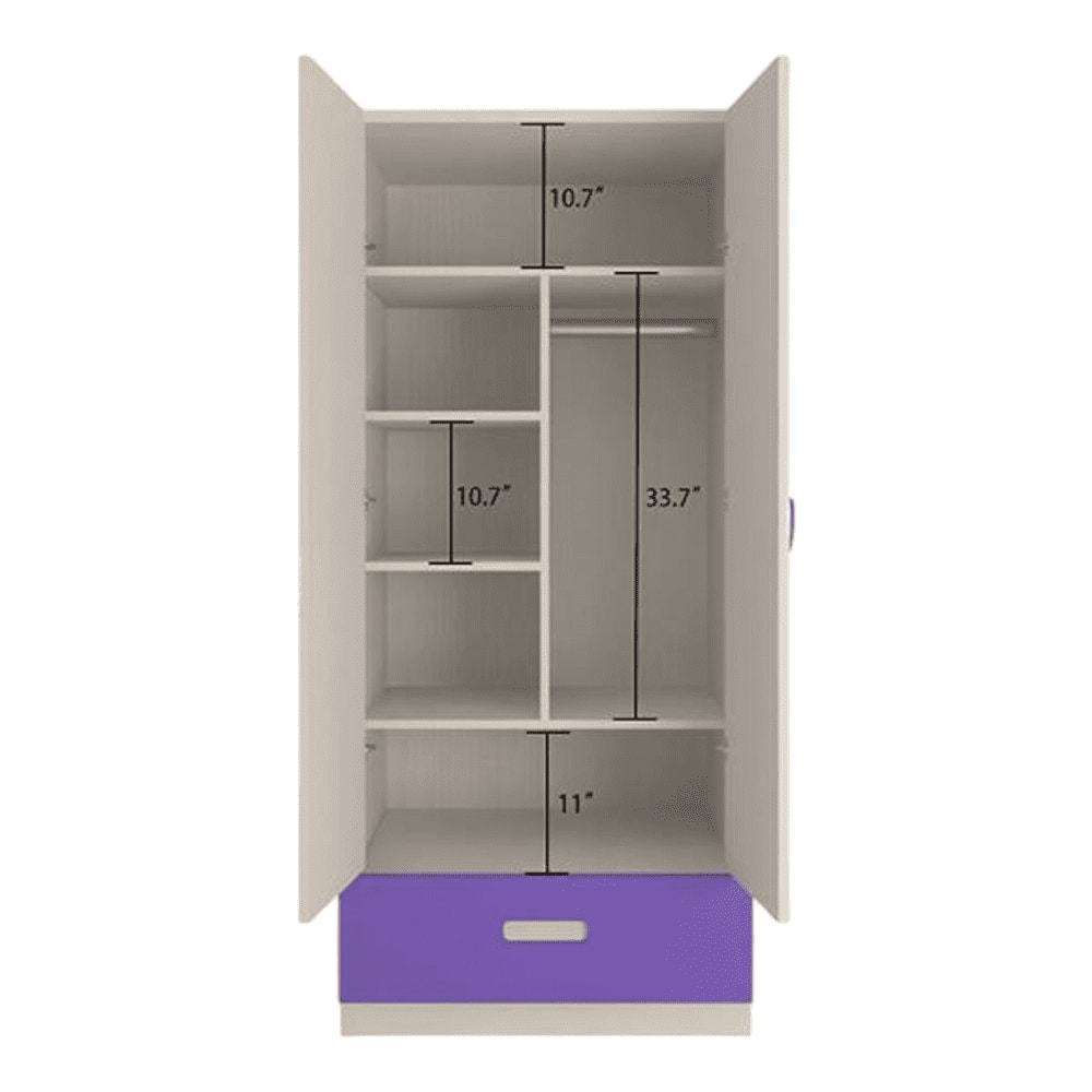 Emelia Engineered Wood Wardrobe in Purple Colour