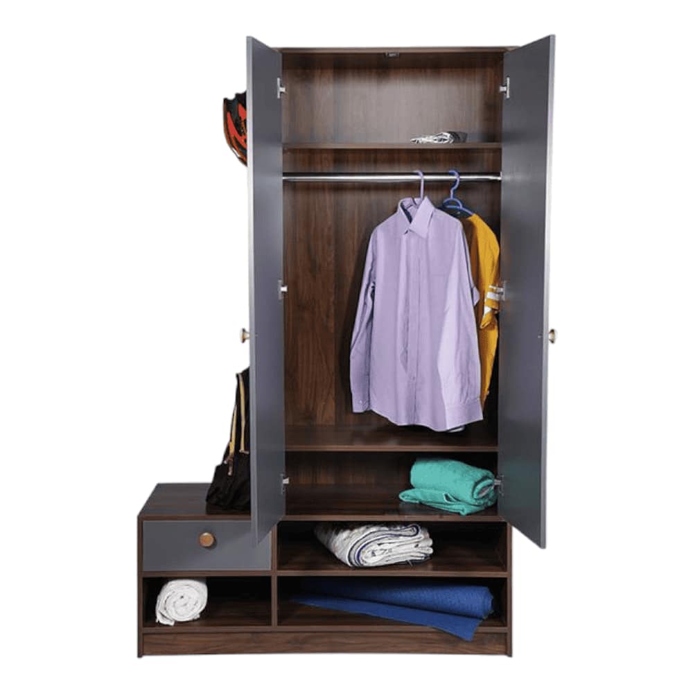 Gareth Engineered Wood 2 door Wardrobe in Matte Finish