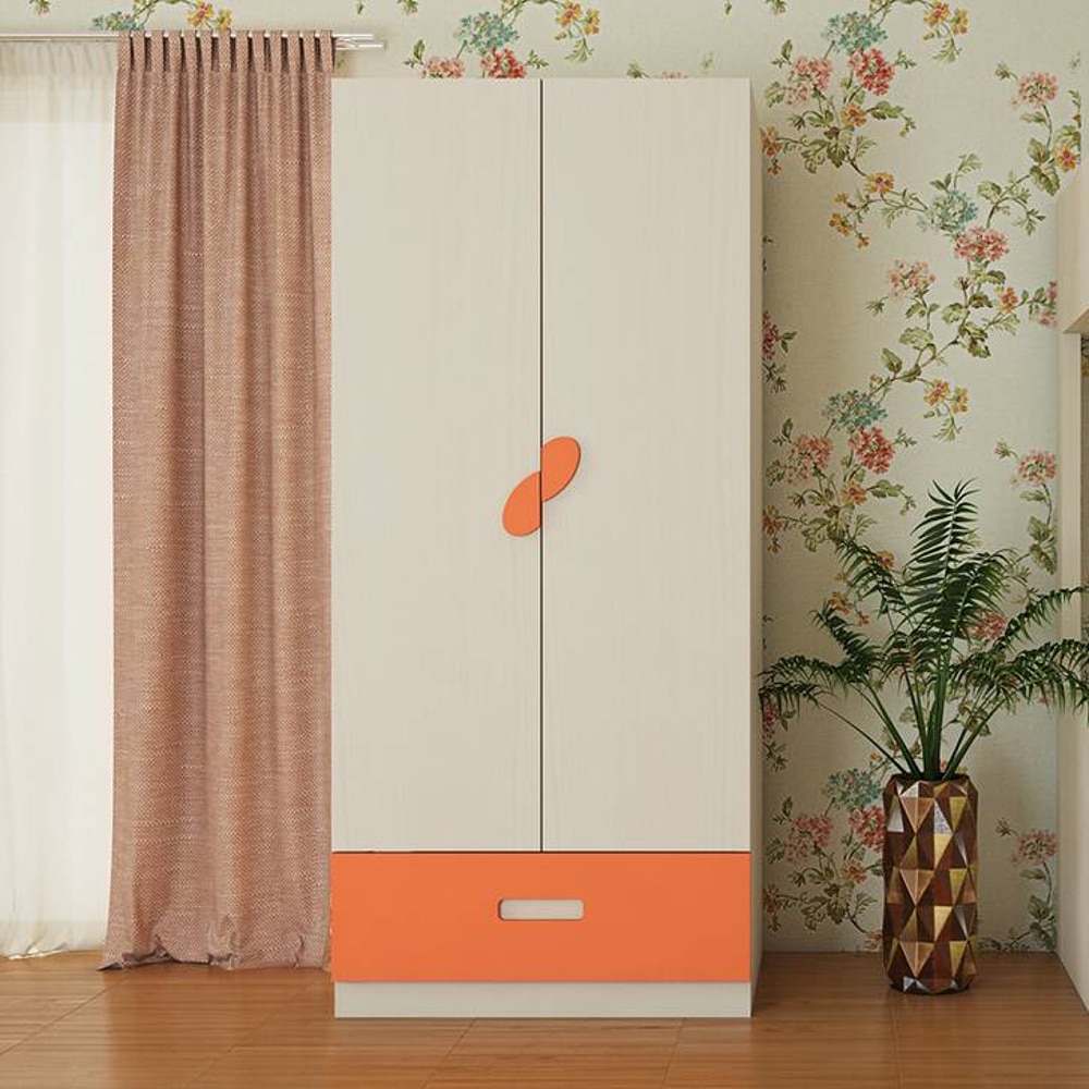 Emelia Engineered Wood Wardrobe in Orange Colour
