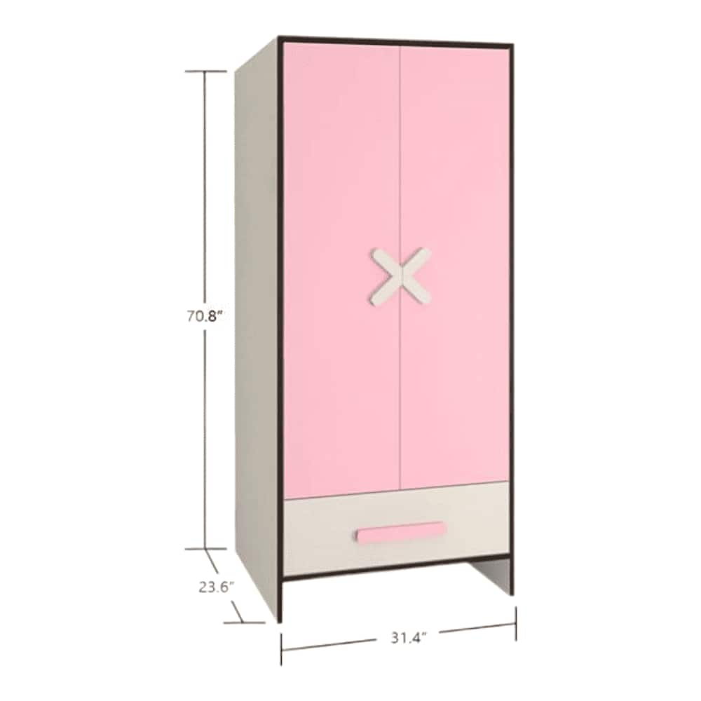 Novara 2 Door Wardrobe in English Pink Colour