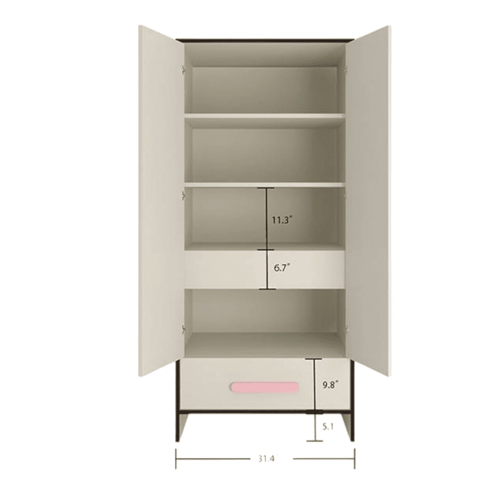 Novara 2 Door Wardrobe in English Pink Colour