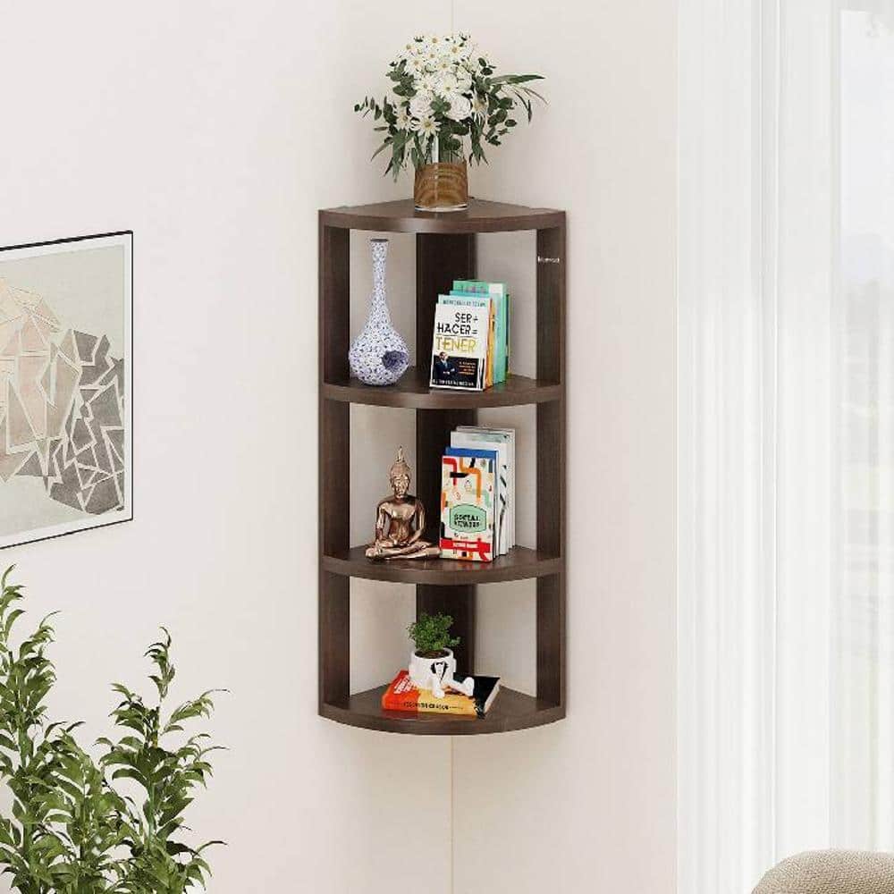 Alba Engineered Wood Multi Tier Corner Wall Decor Shelf Display Rack Wenge
