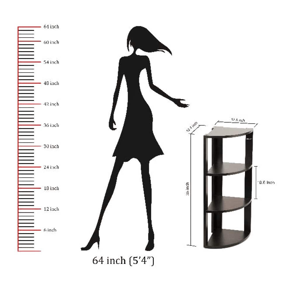 Alba Engineered Wood Multi Tier Corner Wall Decor Shelf Display Rack Wenge