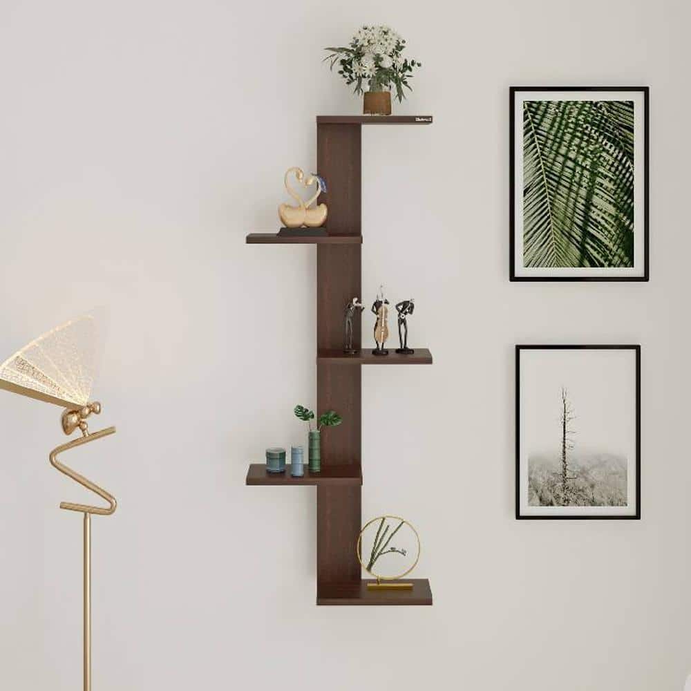 BLUEWUD Alaire Engineered Wood Wall Decor Shelf, Display Rack (Wenge)