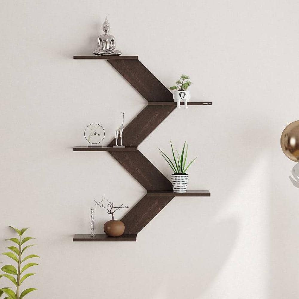 BLUEWUD Astrella Engineered Wood Wall Mount Decorative Shelf, Display Rack (Wenge)