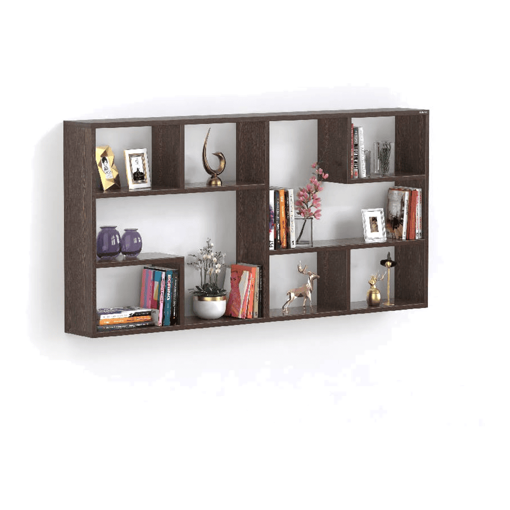 BLUEWUD Petree Engineered Wood Wall Mount Wall Shelf, Display Rack (Wenge)