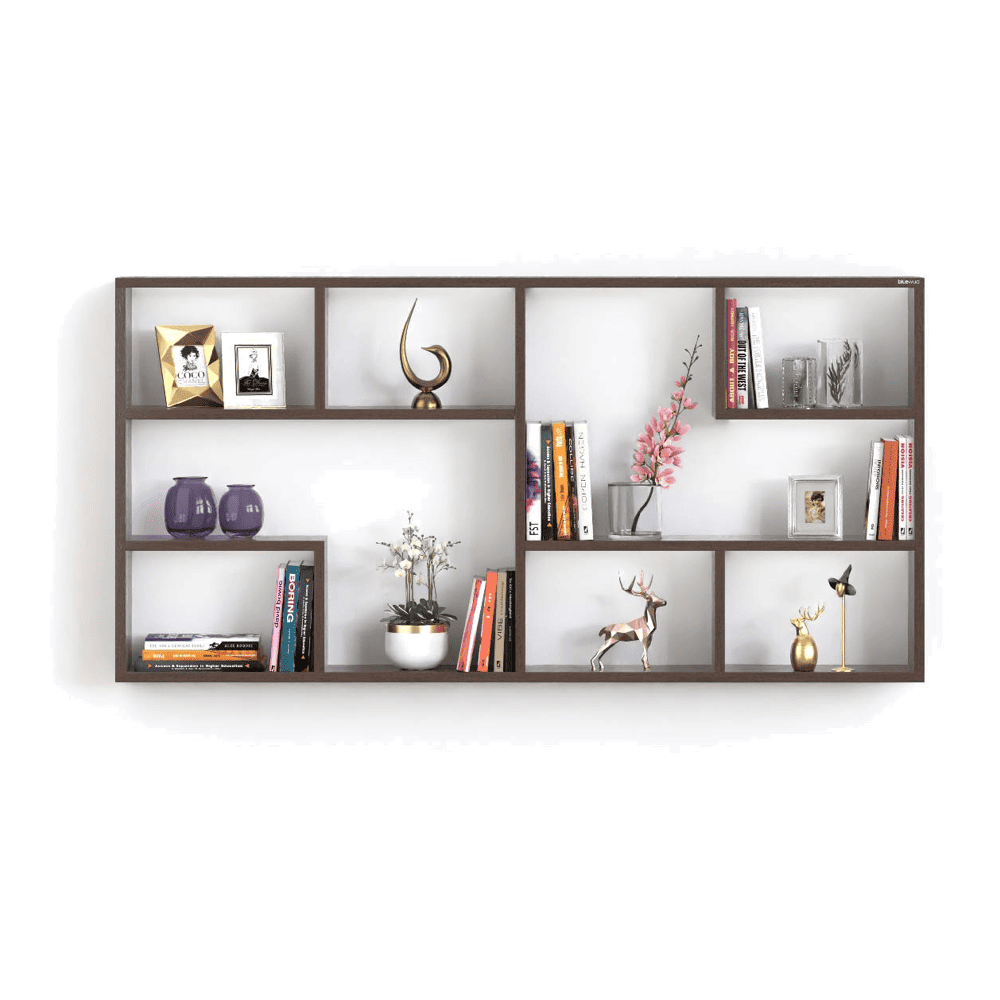 BLUEWUD Petree Engineered Wood Wall Mount Wall Shelf, Display Rack (Wenge)