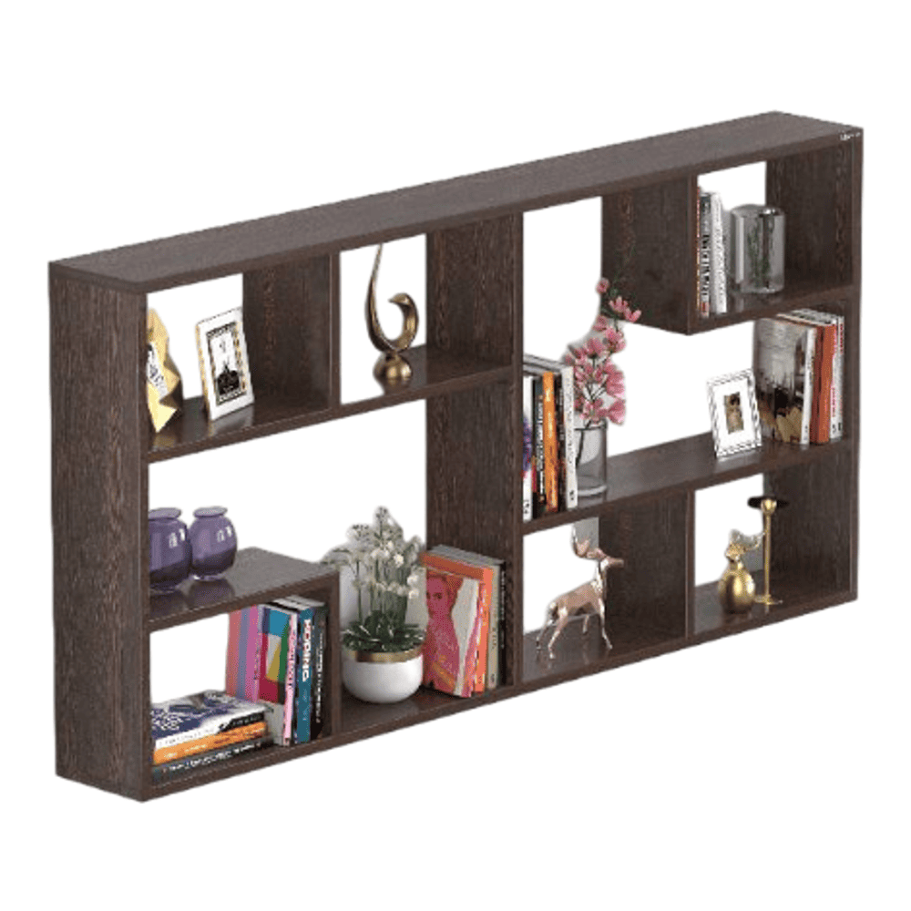 BLUEWUD Petree Engineered Wood Wall Mount Wall Shelf, Display Rack (Wenge)