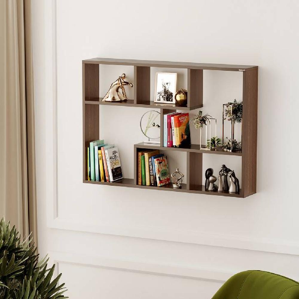 BLUEWUD Xude Engineered Wood Wall Mount Wall Shelf, Display Rack (Wenge)