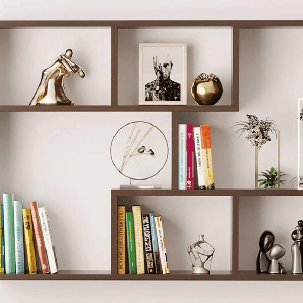 BLUEWUD Xude Engineered Wood Wall Mount Wall Shelf, Display Rack (Wenge)