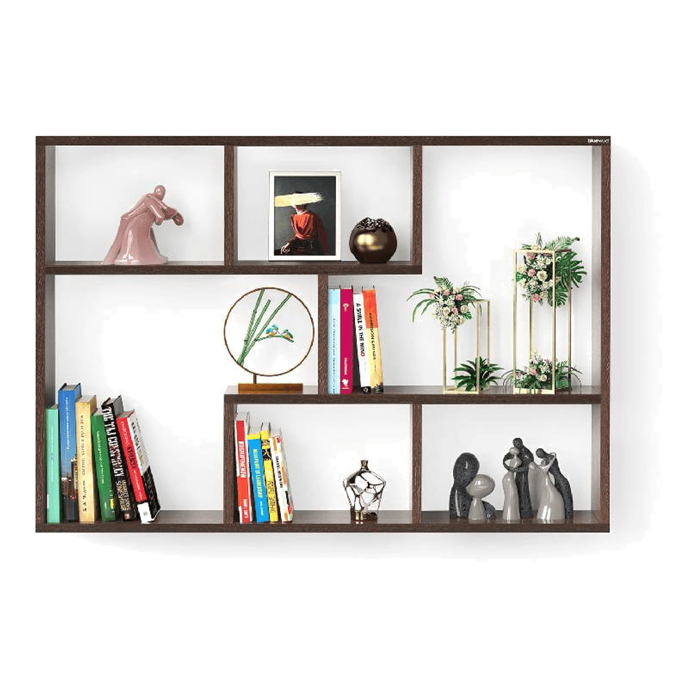 BLUEWUD Xude Engineered Wood Wall Mount Wall Shelf, Display Rack (Wenge)