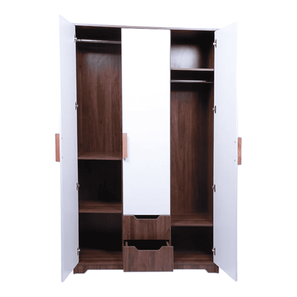 Wardrobe Frosty white and Columbian walnut