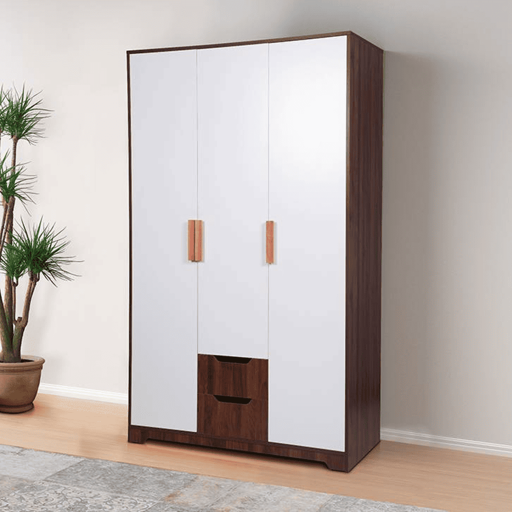 Wardrobe Frosty white and Columbian walnut