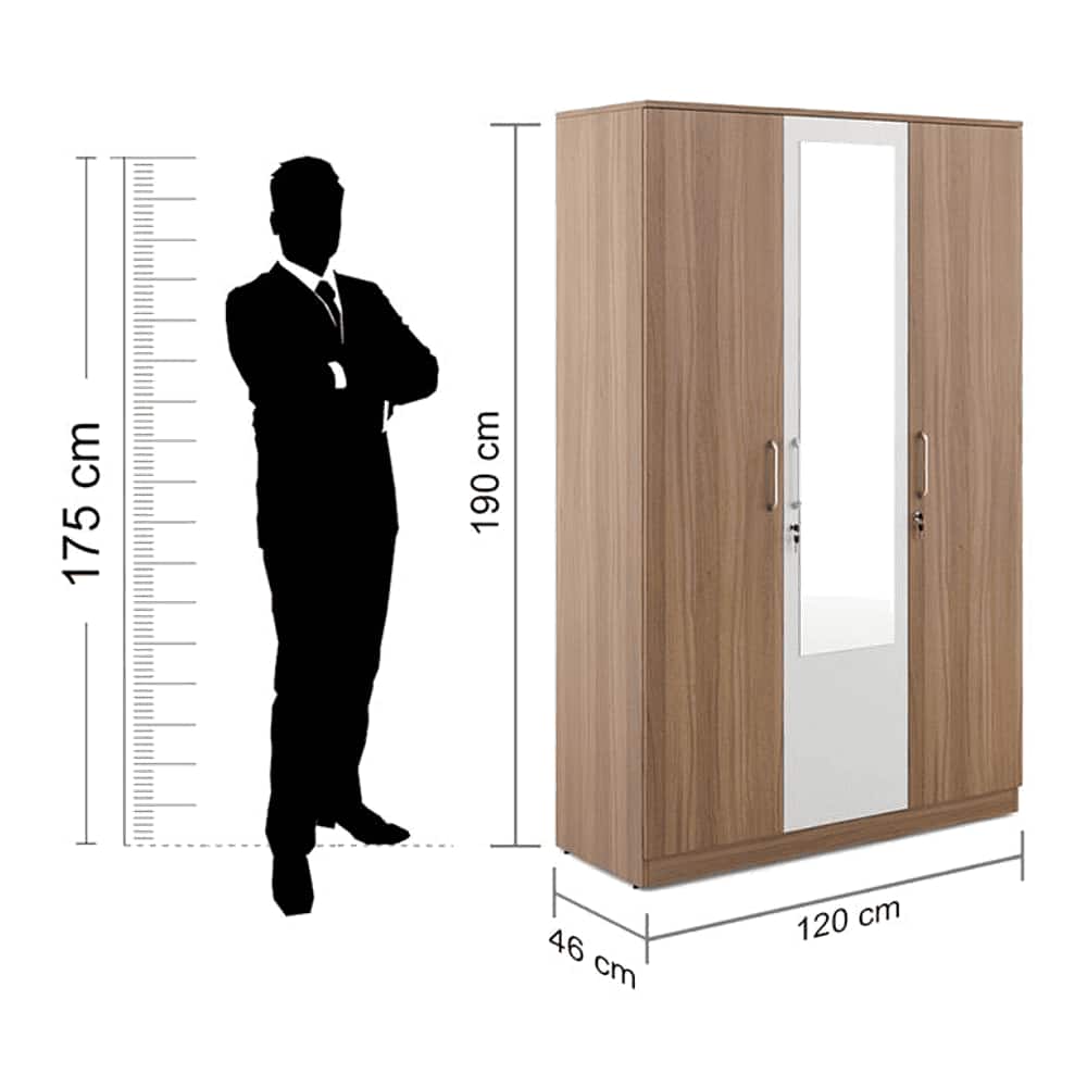 Galaxy 3 Door Wardrobe In Exotic Teak Finish