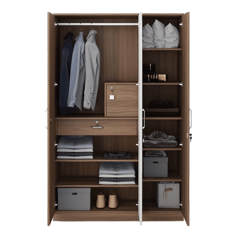 Galaxy 3 Door Wardrobe In Exotic Teak Finish
