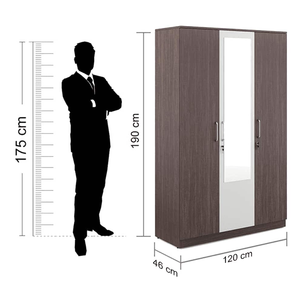Galaxy 3 Door Wardrobe In Choco Walnut