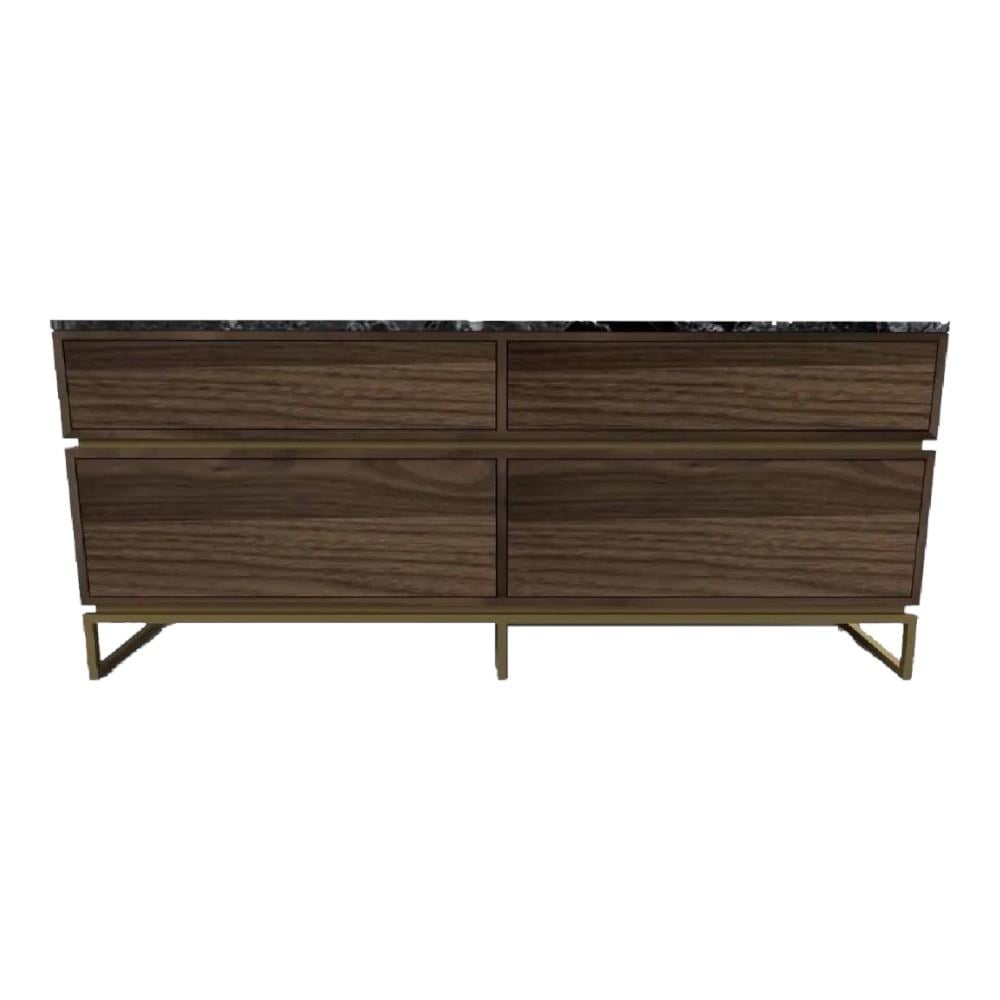 Huch Series Dresser with Stone Top and MS Powder Coated Gold Base