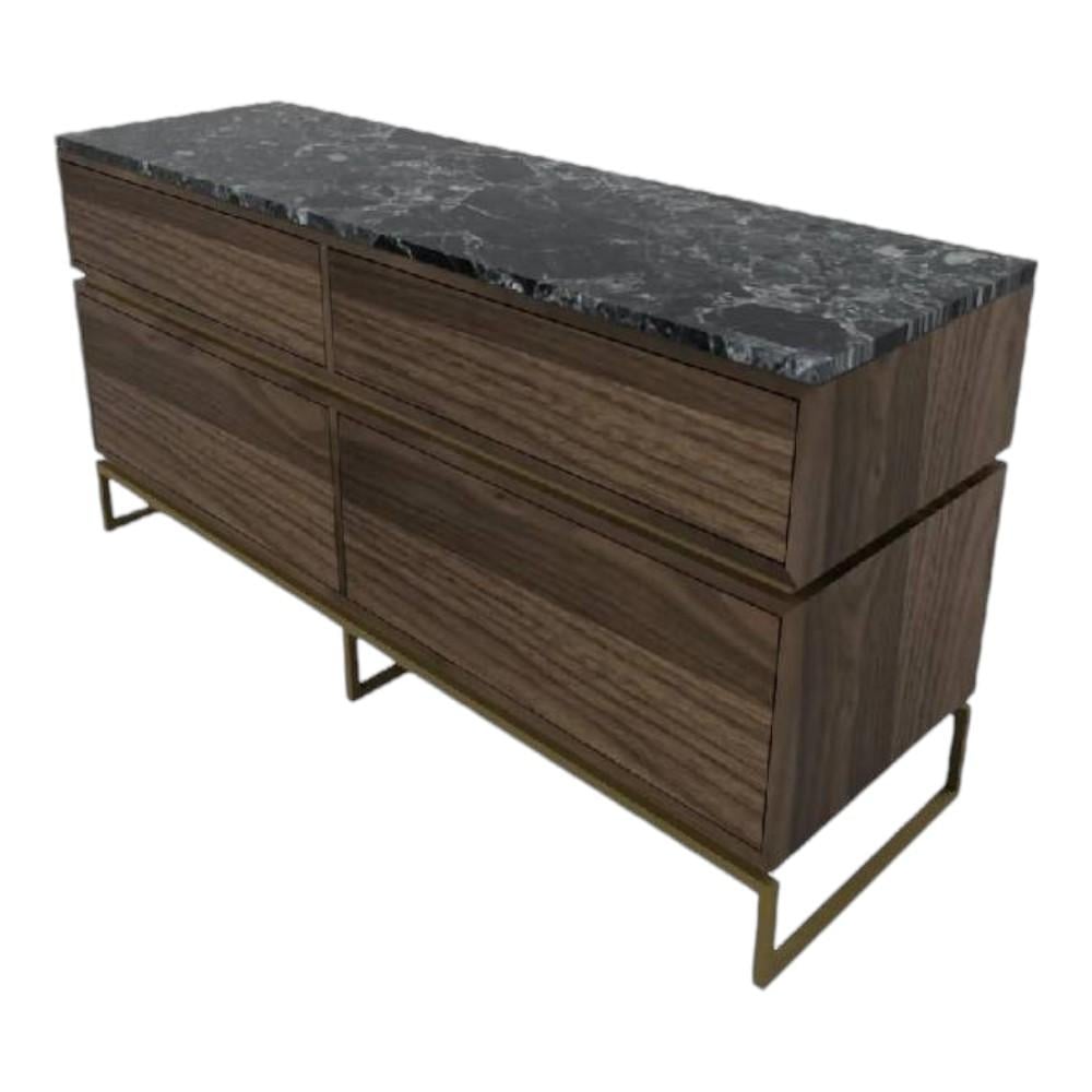 Huch Series Dresser with Stone Top and MS Powder Coated Gold Base