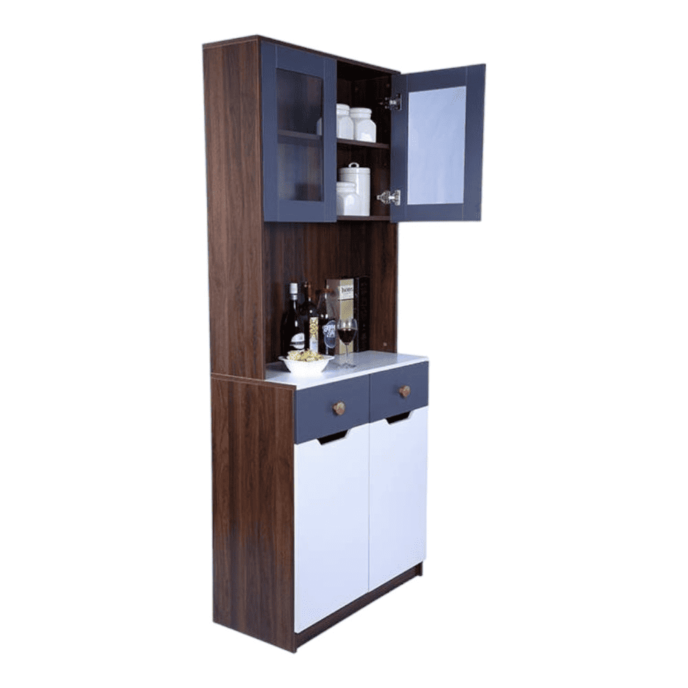Nyle Engineered Wood Crockery Unit in Columbian Walnut