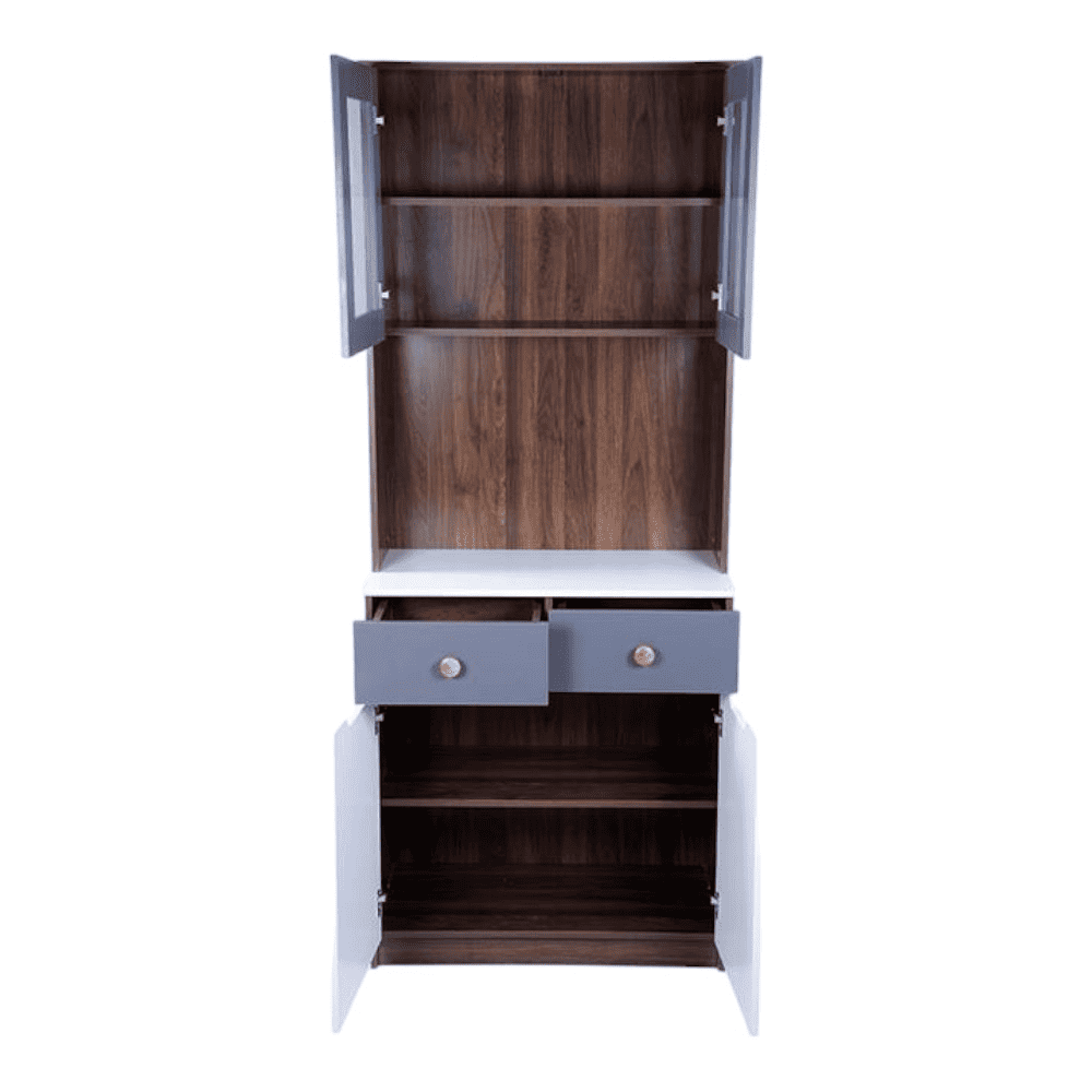 Nyle Engineered Wood Crockery Unit in Columbian Walnut