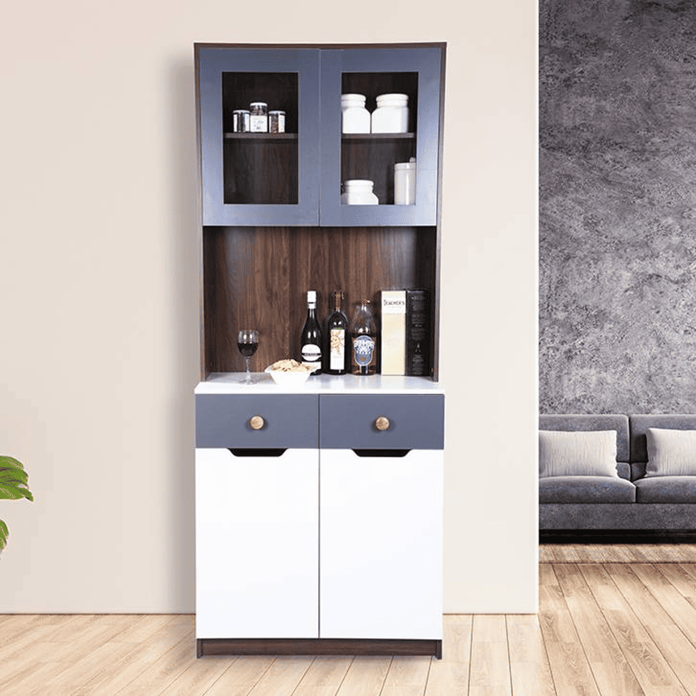 Nyle Engineered Wood Crockery Unit in Columbian Walnut