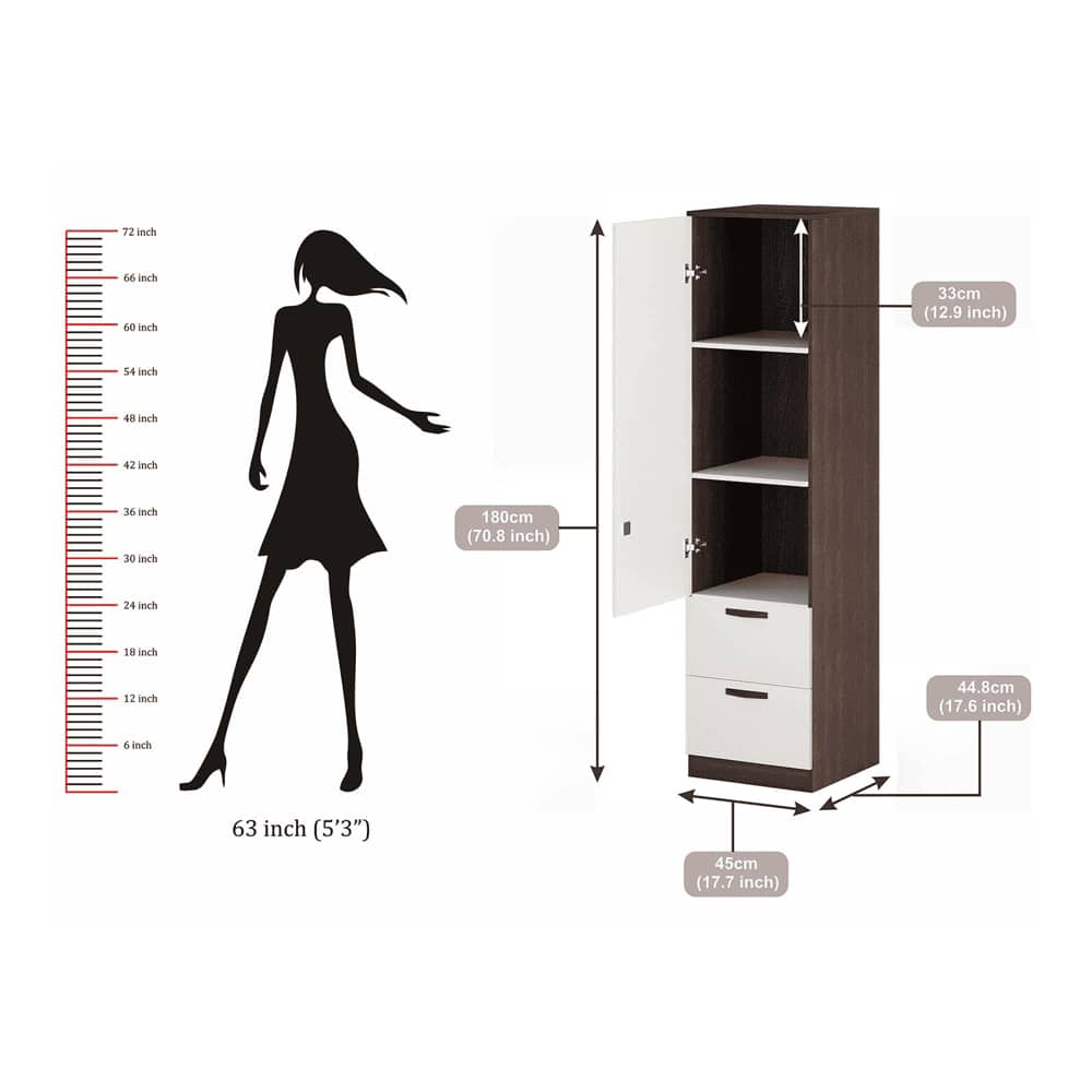 Bluewud Andrie Single Door Wardrobe with Two Drawer