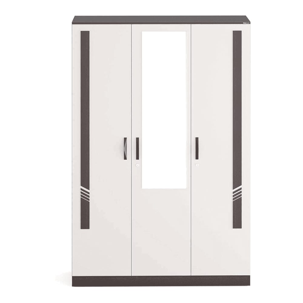 Bluewud Andrie 3 Door Wardrobe with Mirror and Drawer