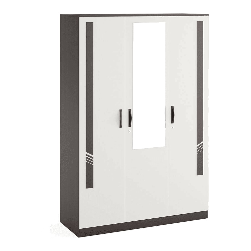 Bluewud Andrie 3 Door Wardrobe with Mirror and Drawer