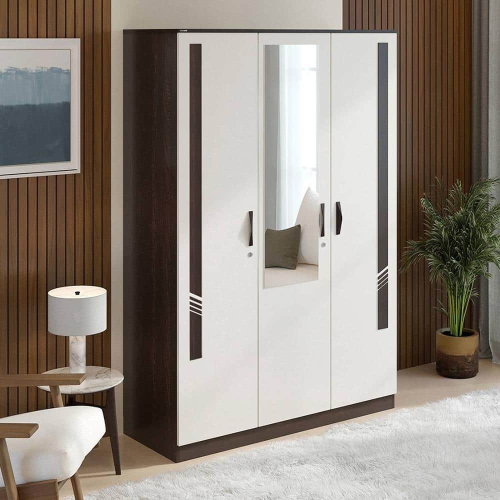 Bluewud Andrie 3 Door Wardrobe with Mirror and Drawer