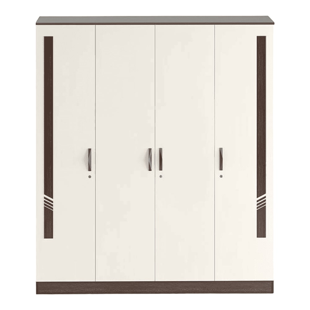 Bluewud Andrie 4 Door Wardrobe with Drawer (Wenge & Frosty)