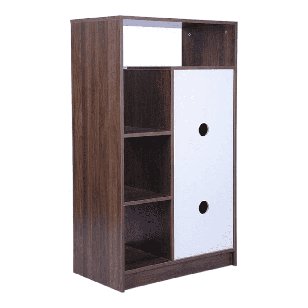 Engineered Wood 8 Pair Shoe Rack Without Seating in Frosty White Colour