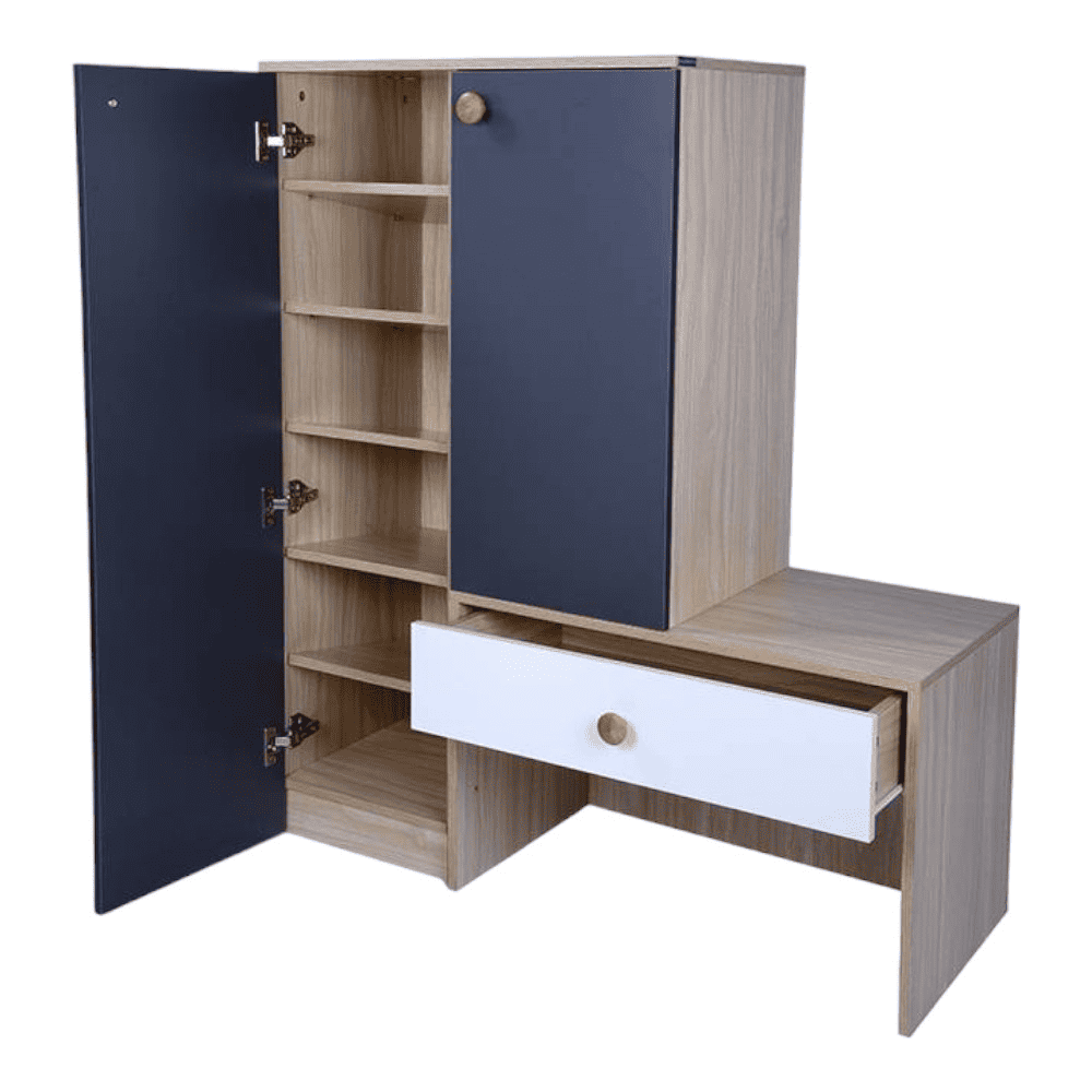 Engineered Wood 9 Pair Shoe Rack With Seating in Graphite Grey Colour