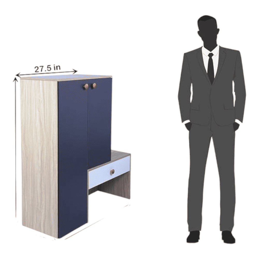 Engineered Wood 9 Pair Shoe Rack With Seating in Graphite Grey Colour