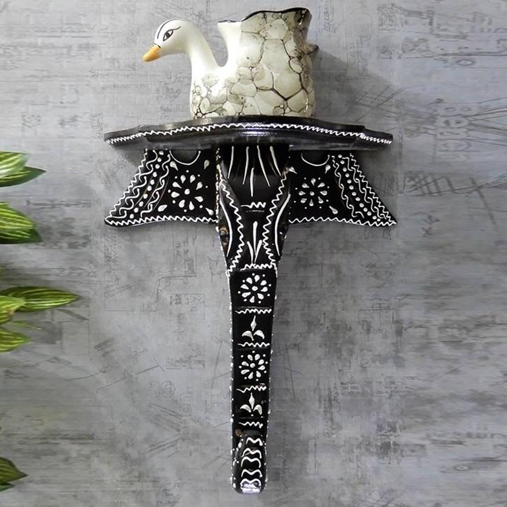 Jade Black Solid Wood Wal Shelf