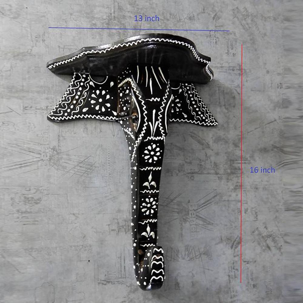 Jade Black Solid Wood Wal Shelf