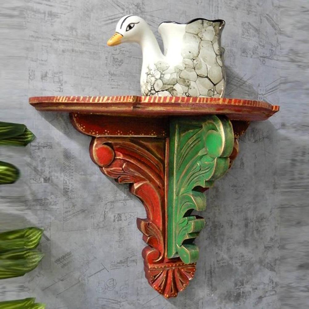Holmes Multicolor Solid Wood Wal Shelf