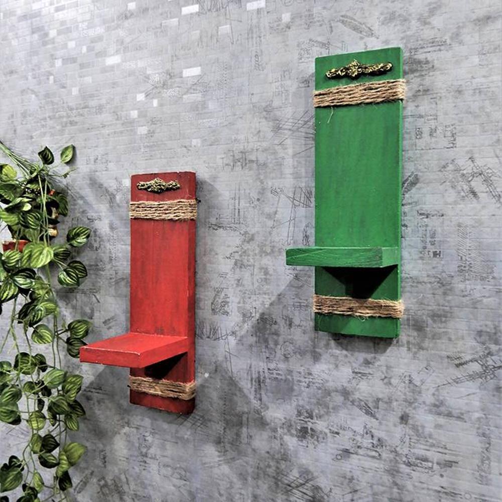 Reva Multicolor Solid Wood Wal Shelf