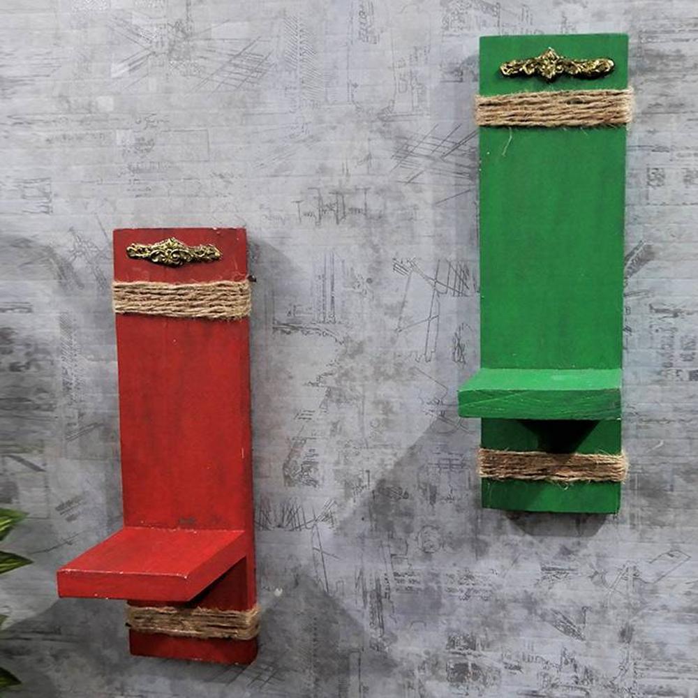 Reva Multicolor Solid Wood Wal Shelf